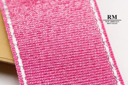 Glittery Hot Pink- Saddle Stitch Grosgrain 5 Loops Ribbon Bow_BW637-DK1680-8